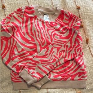 ADIDAS by STELLA MCCARTNEY Pink and Tan Zebra Print Sweatshirt